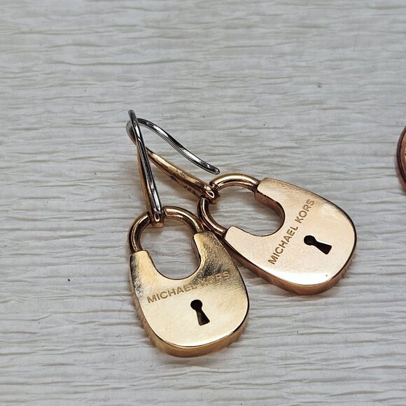 Michael Kors Rose Gold Pave Crystal Padlock Earrings - Picture 3 of 7